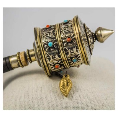 Antique Tibetan Symboled Small Prayer Wheel