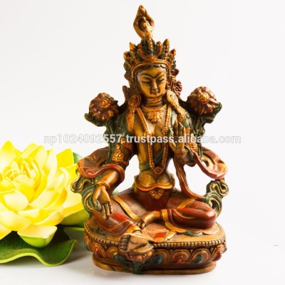 Antique Green Tara Resin Statue